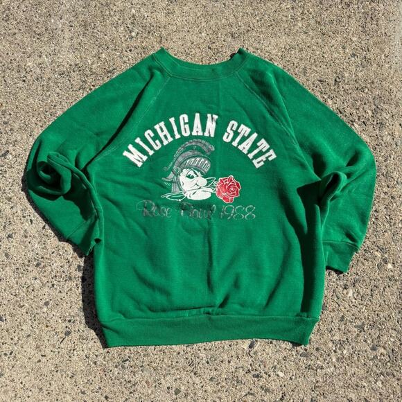 Vintage 80 1988 Michigan State University Spartans Rose Bowl Crewneck Sweatshirt - Picture 1 of 5